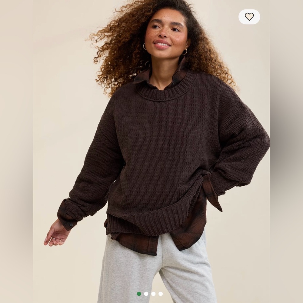 Aerie XL Like Candy Crew Sweater (Deep Earth)